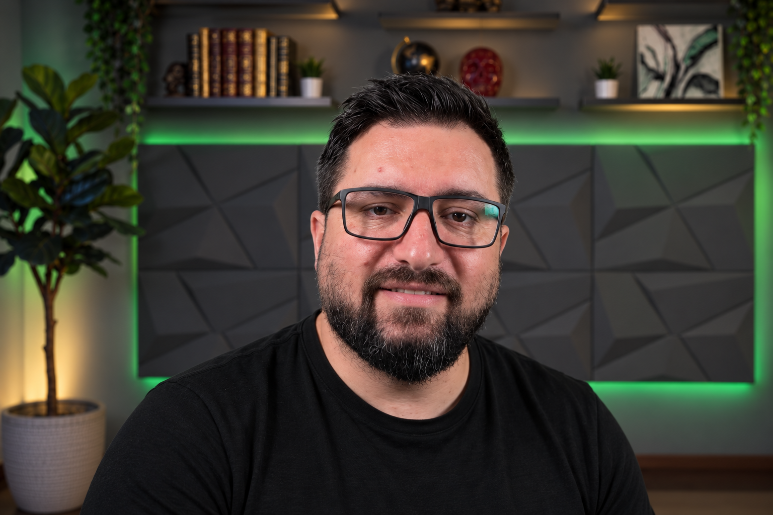 Ricardo Bertran sonriendo en su estudio